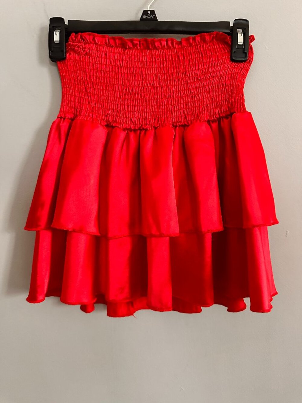 SHEIN Red Smocked Tiered Ruffle Mini Skirt XS
